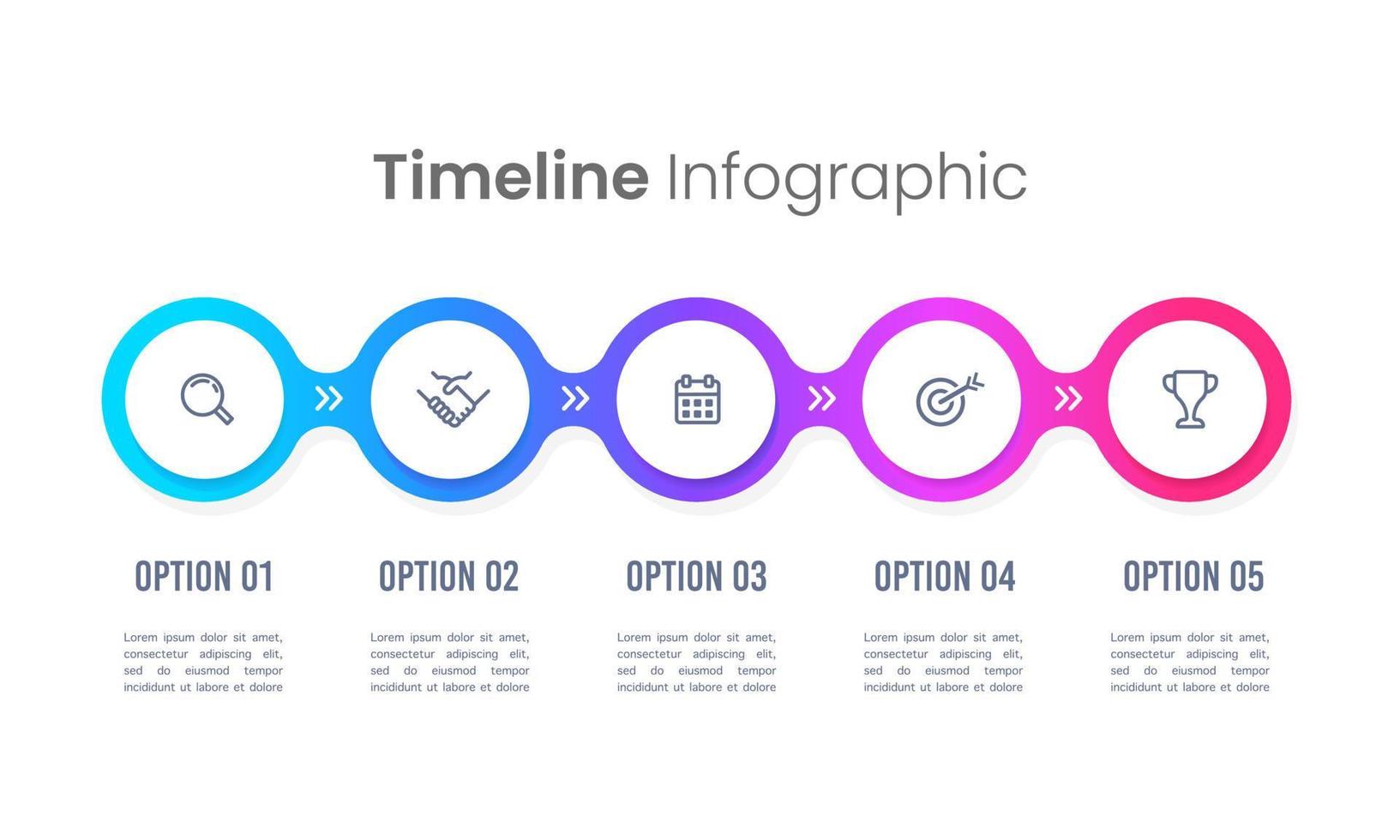 infographic design mall med ikoner och 5 alternativ eller steg. tidslinje bearbeta för företag. vektor illustration.