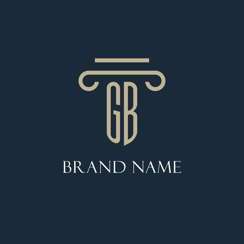 gb första logotyp för advokat, lag fast, lag kontor med pelare ikon design vektor