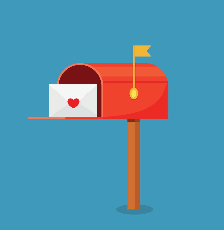 Liebesbrief-Vektor. Mailbox-Vektor. Postfach auf weißem Hintergrund. Liebesbrief im Briefkasten. vektor