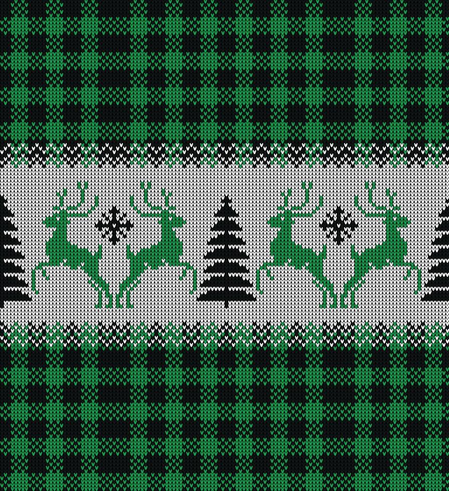 hässlicher pullover am büffelkaro frohe weihnachten und guten rutsch ins neue jahr grußkartenrahmengrenze. Illustration Gestrickter Hintergrund Nahtloses Muster mit skandinavischen Ornamenten im Volksstil. vektor