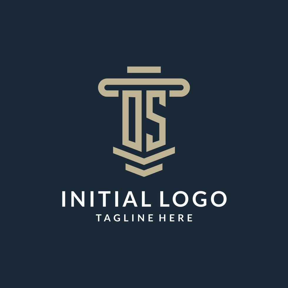os första logotyp monogram med enkel lyx pelare linje vektor design