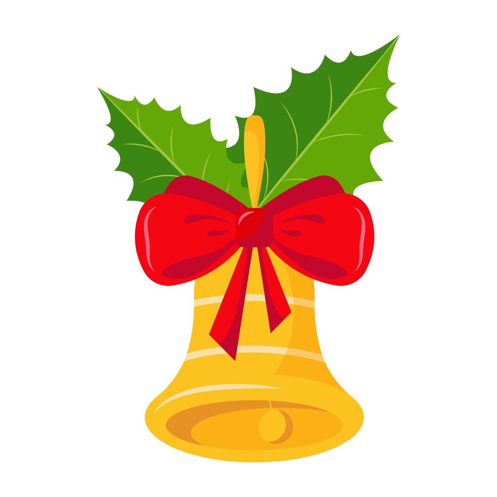 goldene glocke für weihnachten. traditionelles dekor für weihnachtsbaum und zuhause. Vektor-Illustration. vektor