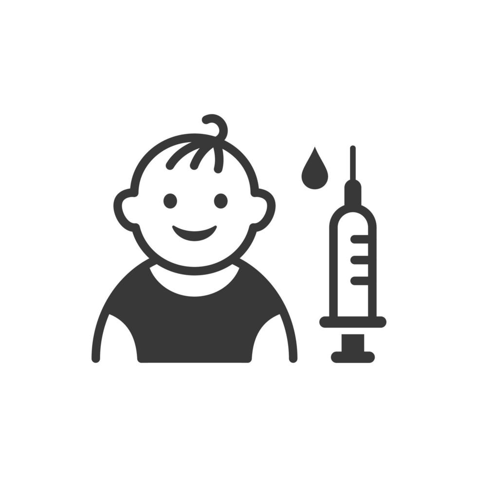 Kind und Spritze-Symbol auf weißem Hintergrund. Vektor-Illustration. vektor