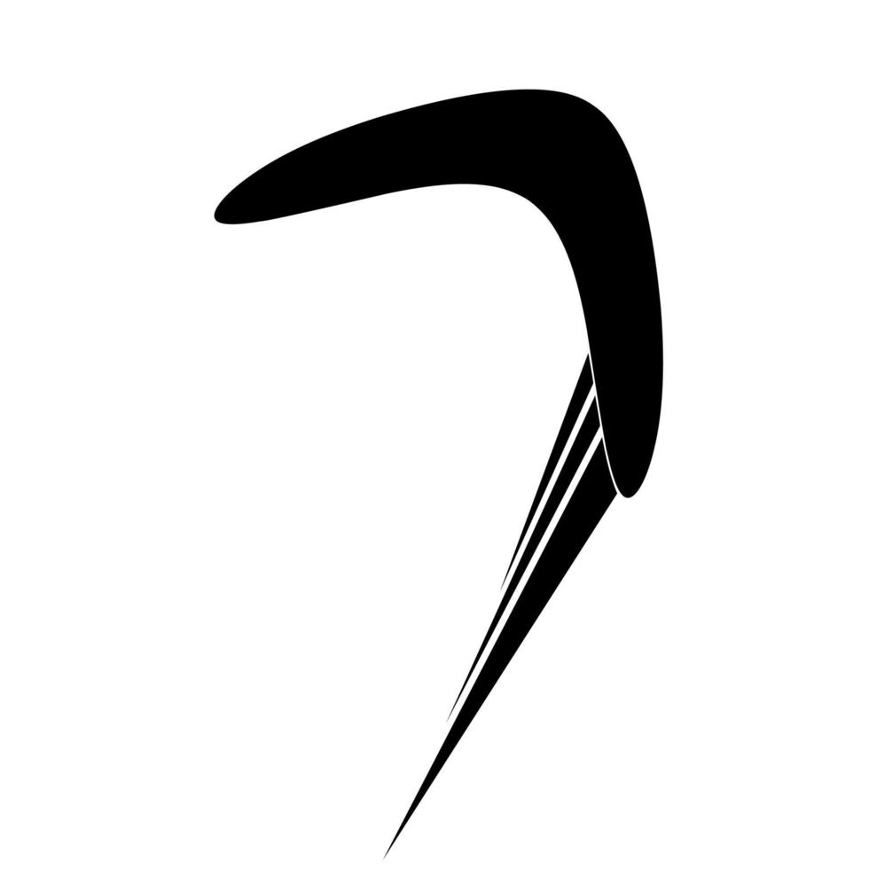 Bumerang-Logo-Symbol mit Geschwindigkeitskonzept. traditionelle australische Jagdausrüstung in Schwarz auf weißem Hintergrund. ideal für Karma-Logo und Cashback. vektor