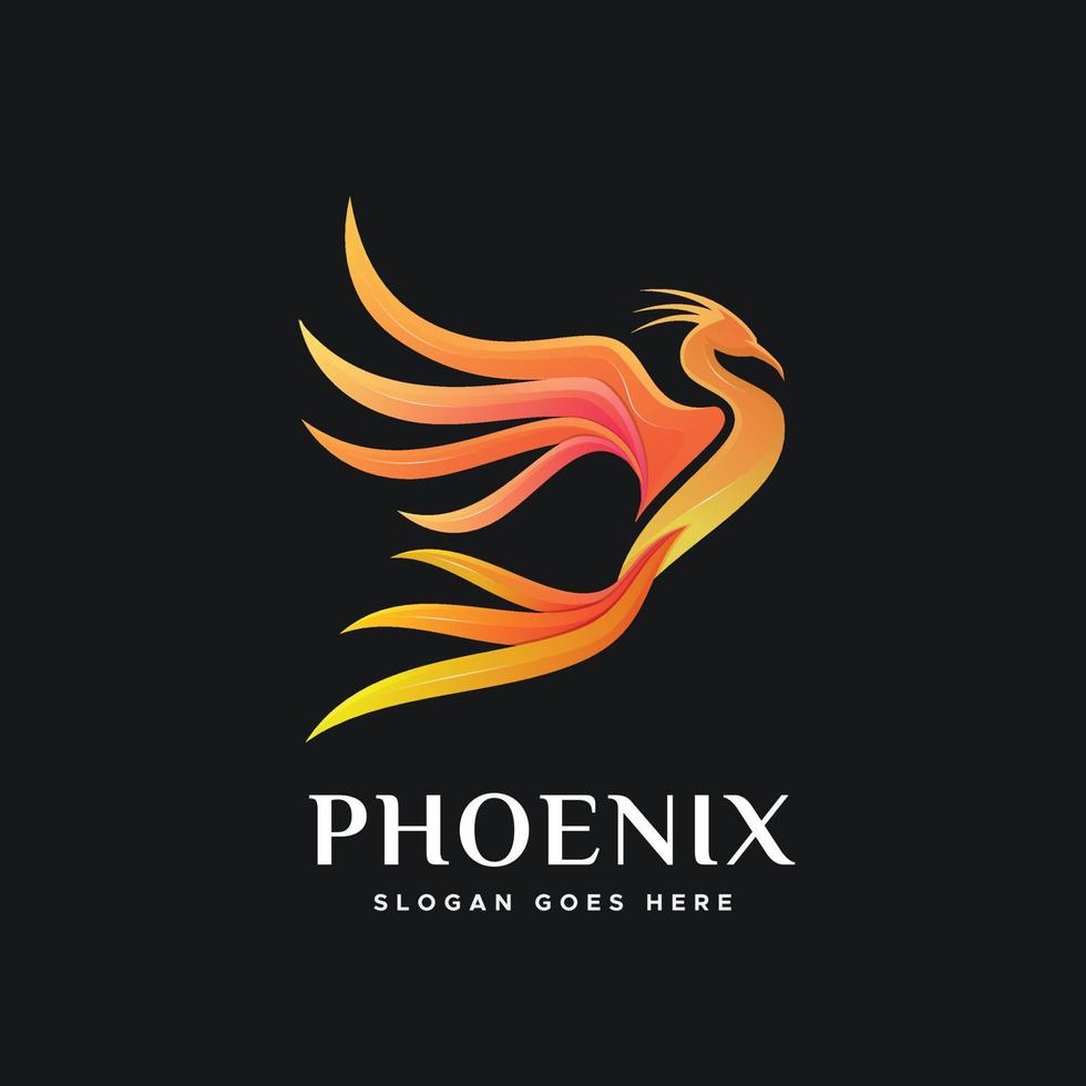 Phönix-Farbverlauf-Logo-Design im modernen, farbenfrohen Stil vektor
