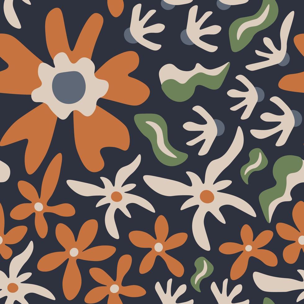 Groovy Blumen Musterdesign Vektor