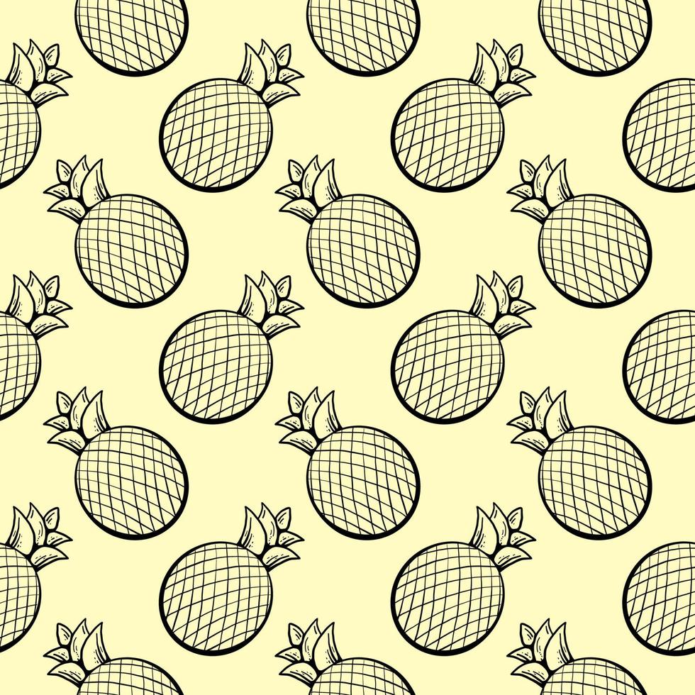 kleine Ananas, nahtloses Muster auf beigem Hintergrund. vektor