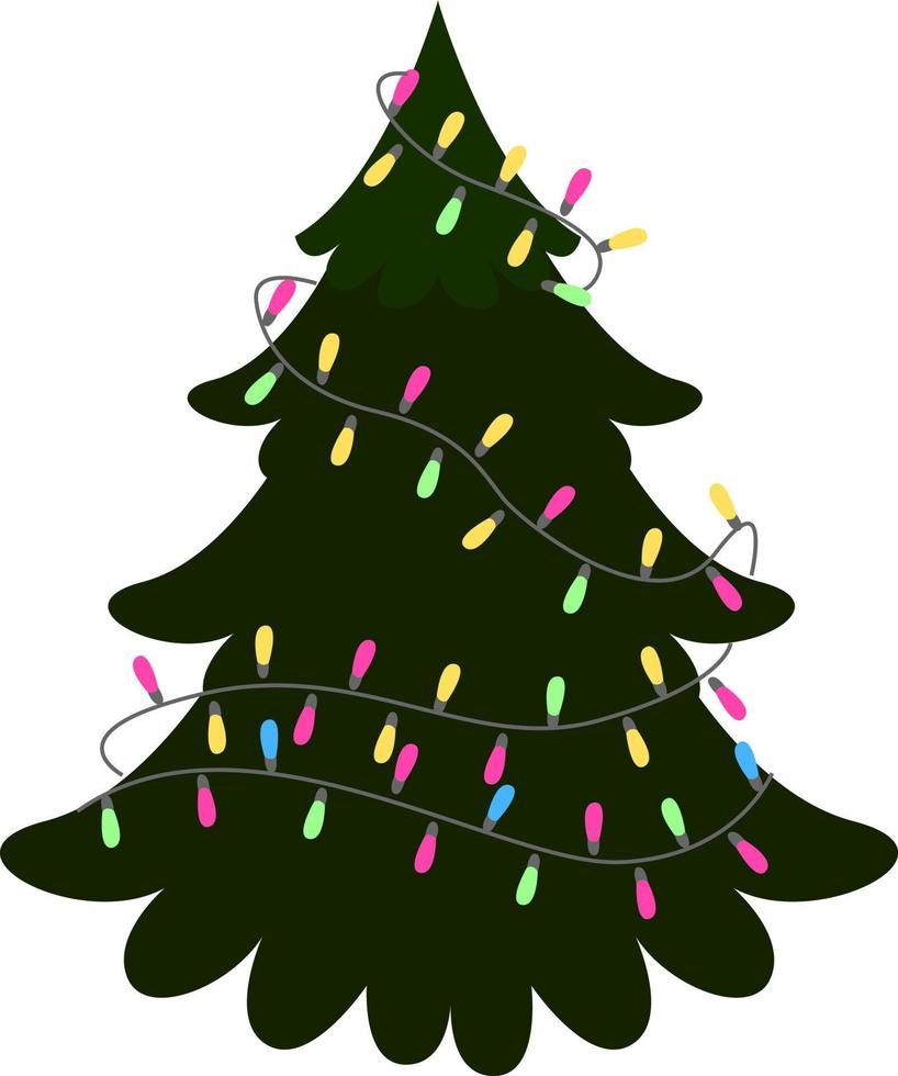 jul träd, illustration, vektor på vit bakgrund.