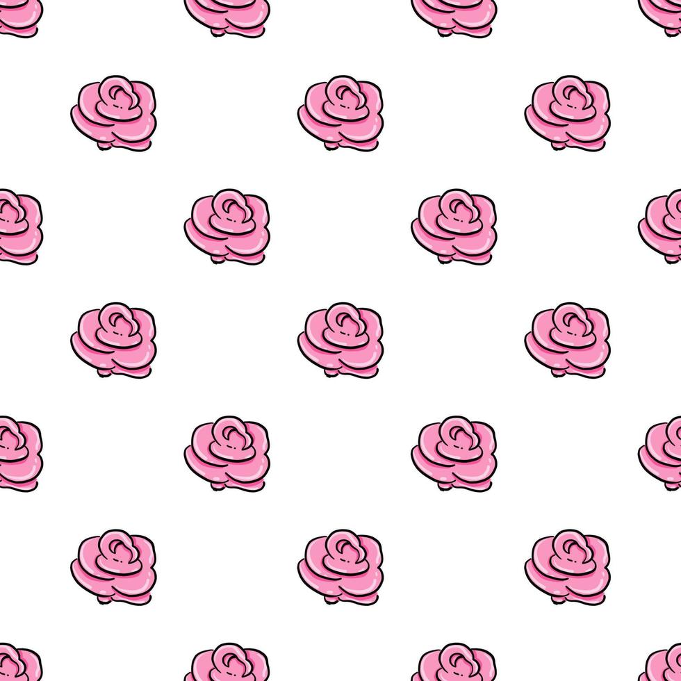 Minimale rosa Rosen, nahtloses Muster auf weißem Hintergrund. vektor