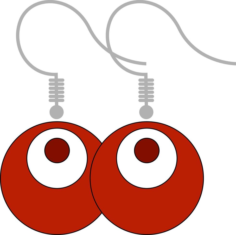 rote Ohrringe, Illustration, Vektor auf weißem Hintergrund.