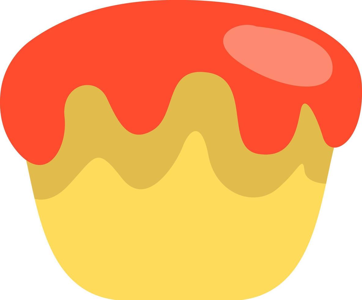 gul kaka med röd glasyr, illustration, vektor, på en vit bakgrund. vektor