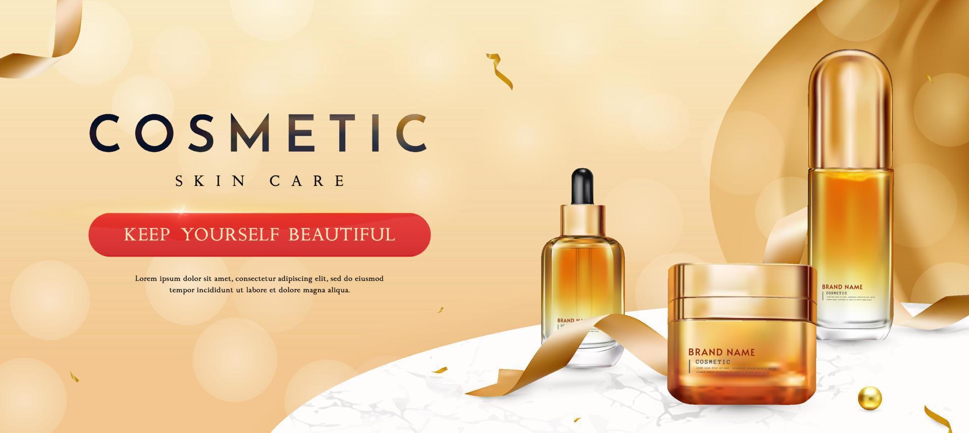 Reihe von luxuriösen Kosmetikprodukten für die Hautpflege vektor