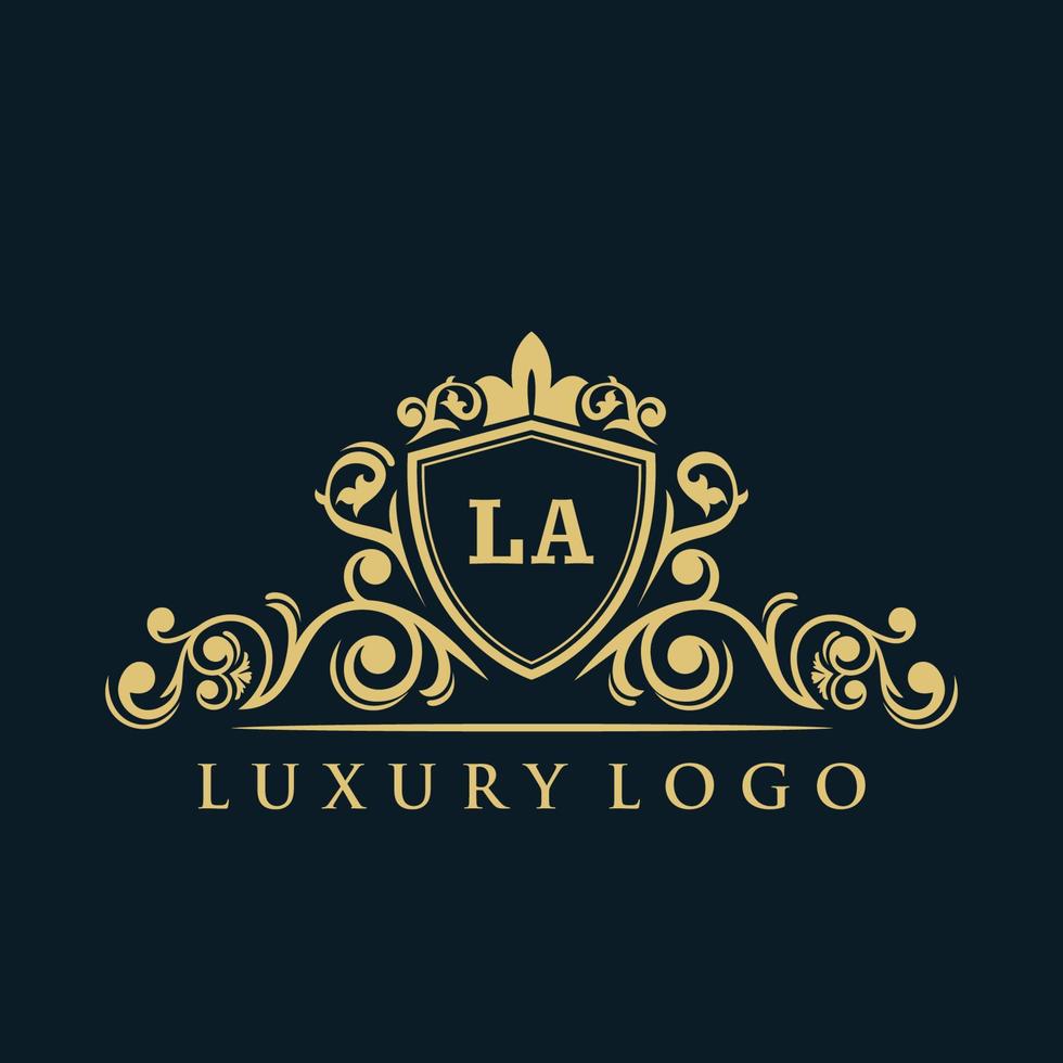 Buchstabe la Logo mit luxuriösem Goldschild. Eleganz-Logo-Vektorvorlage. vektor