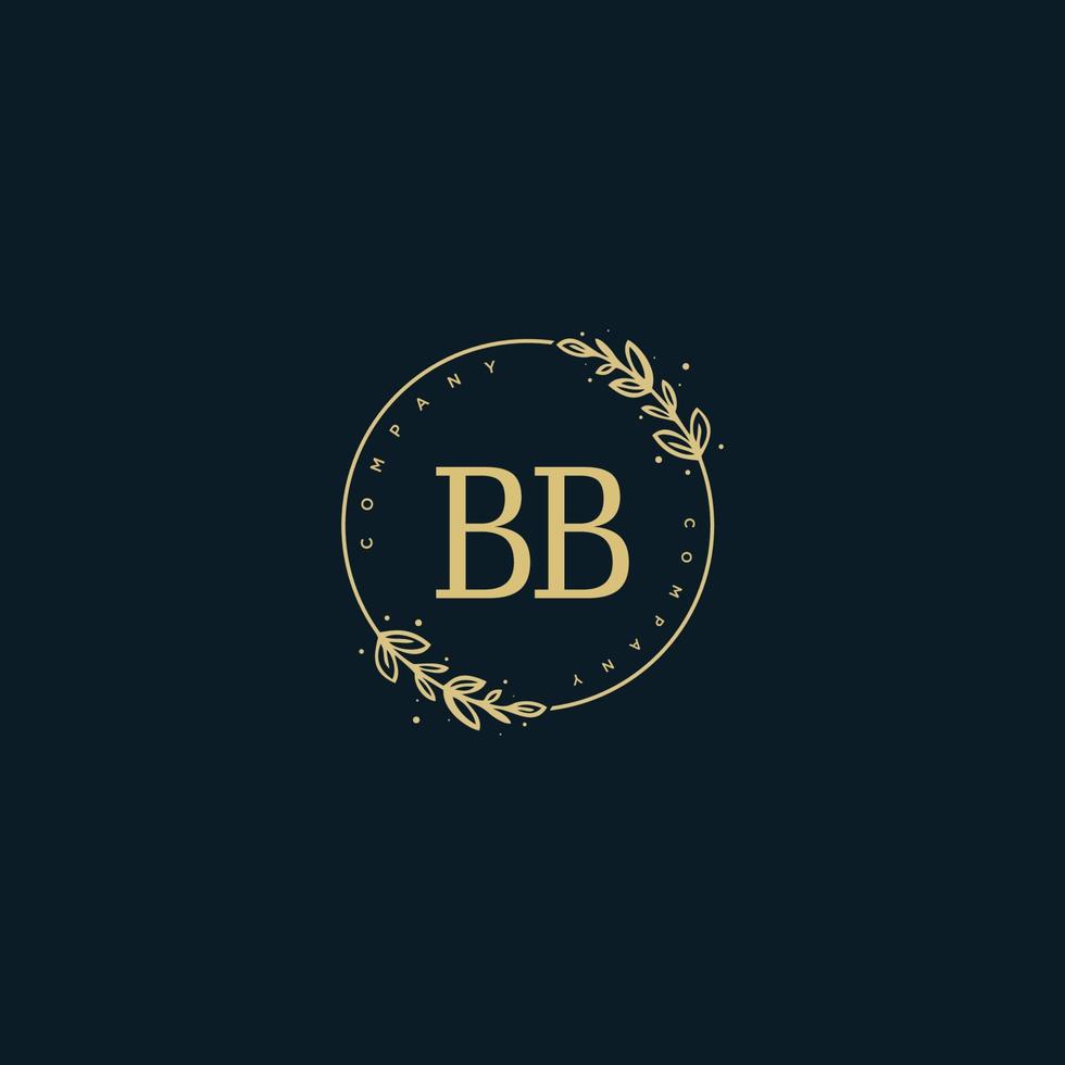 första bb skönhet monogram och elegant logotyp design, handstil logotyp av första signatur, bröllop, mode, blommig och botanisk med kreativ mall. vektor
