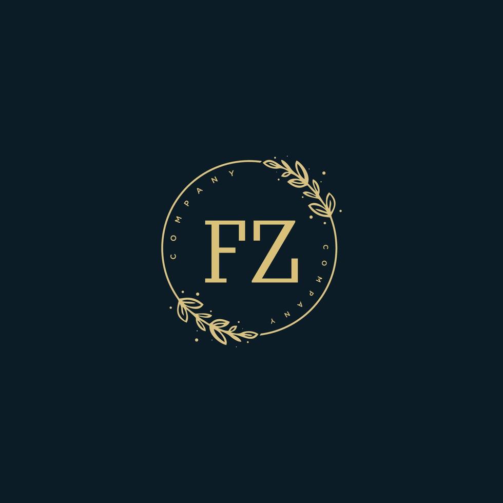 anfängliches fz-schönheitsmonogramm und elegantes logo-design, handschriftliches logo der ersten unterschrift, hochzeit, mode, blumen und botanik mit kreativer vorlage. vektor