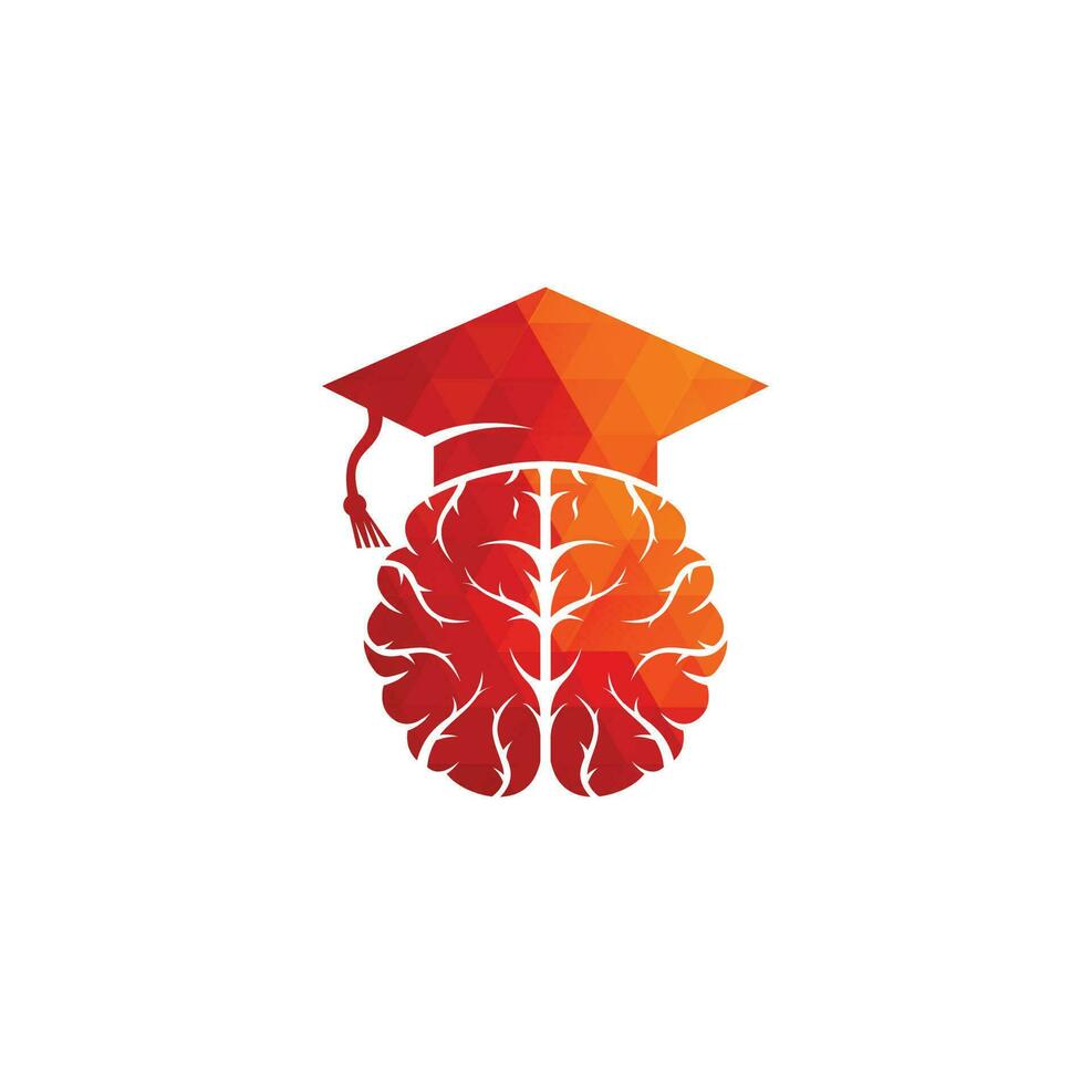 Gehirn- und Graduierungskappen-Icon-Design. pädagogisches und institutionelles Logodesign. vektor