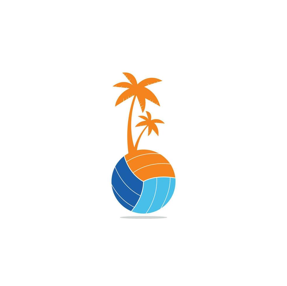 Strand-Vektor-Logo-Design-Vorlage. Volleyball-Strand-Palme-Logo. vektor