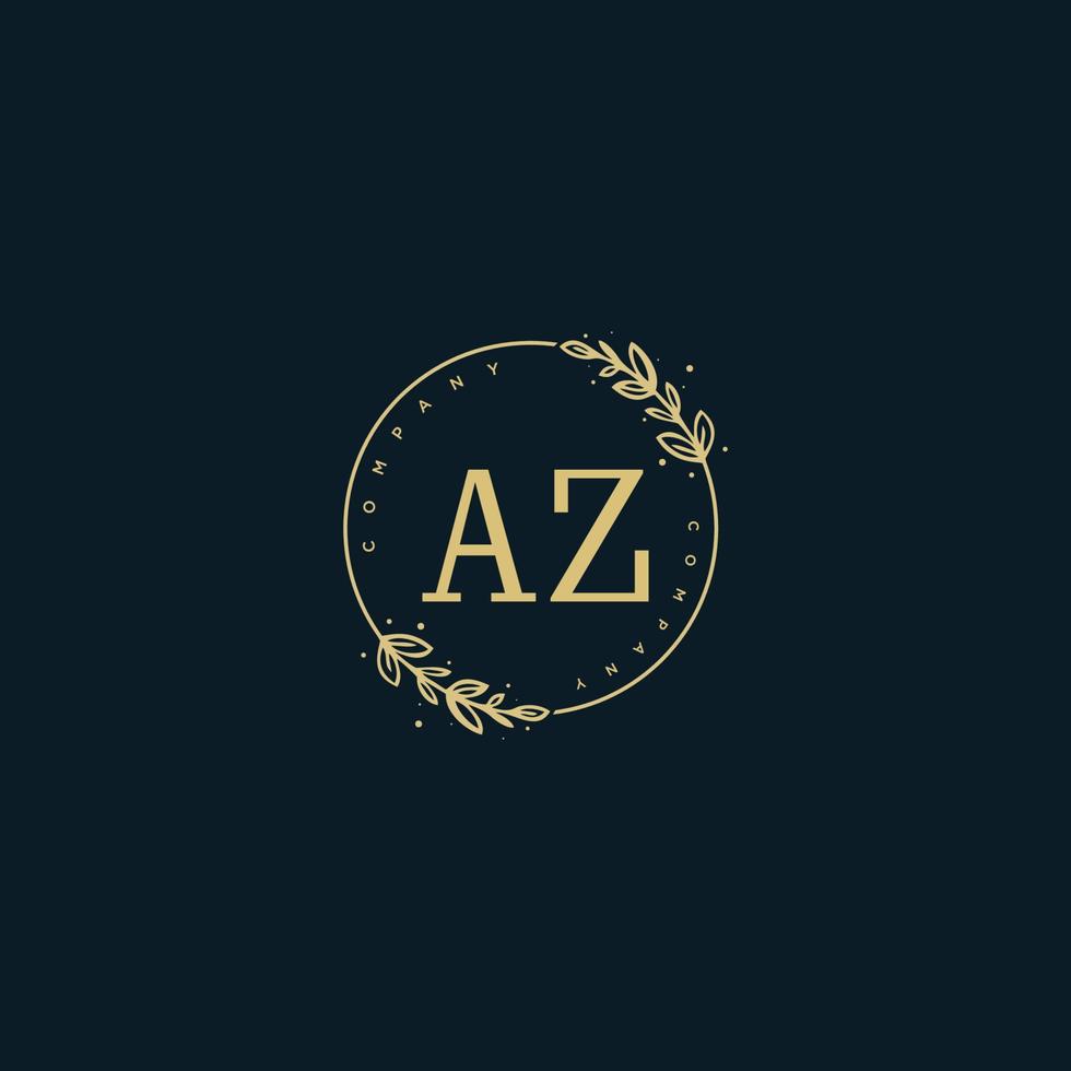 anfängliches az-schönheitsmonogramm und elegantes logo-design, handschriftliches logo der ersten unterschrift, hochzeit, mode, blumen und botanik mit kreativer vorlage. vektor