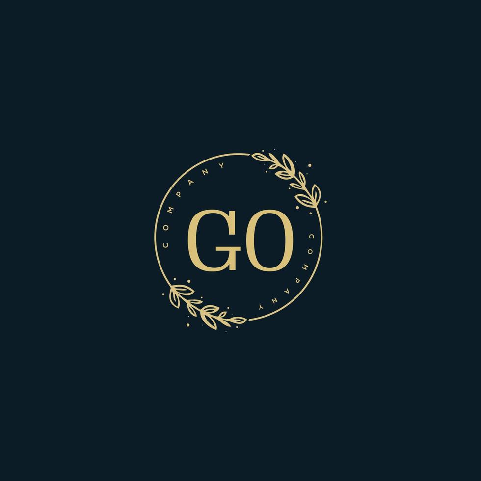 Initial Go Beauty Monogramm und elegantes Logo-Design, Handschrift-Logo der Erstunterschrift, Hochzeit, Mode, Blumen und Pflanzen mit kreativer Vorlage. vektor