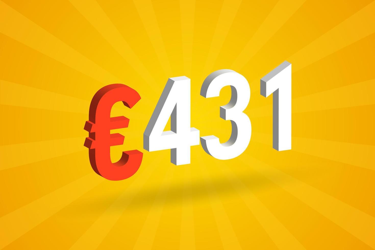 431 euro valuta 3d vektor text symbol. 3d 431 euro europeisk union pengar stock vektor