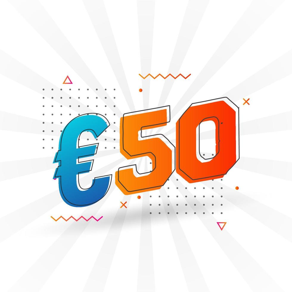 50 euro valuta vektor text symbol. 50 euro europeisk union pengar stock vektor