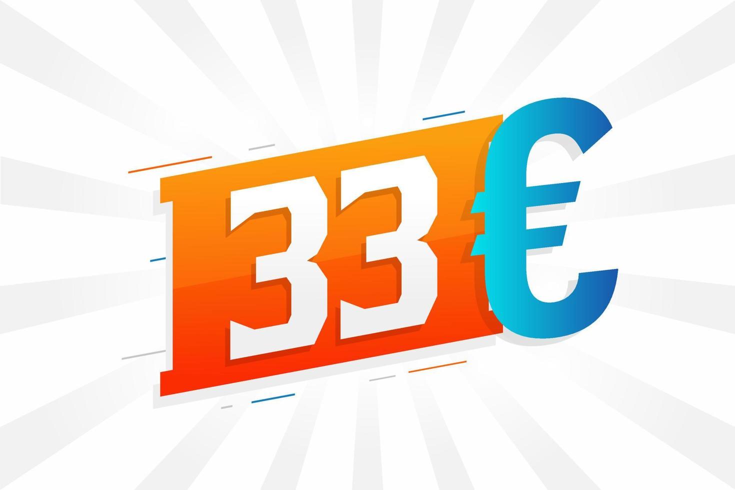 33 euro valuta vektor text symbol. 33 euro europeisk union pengar stock vektor