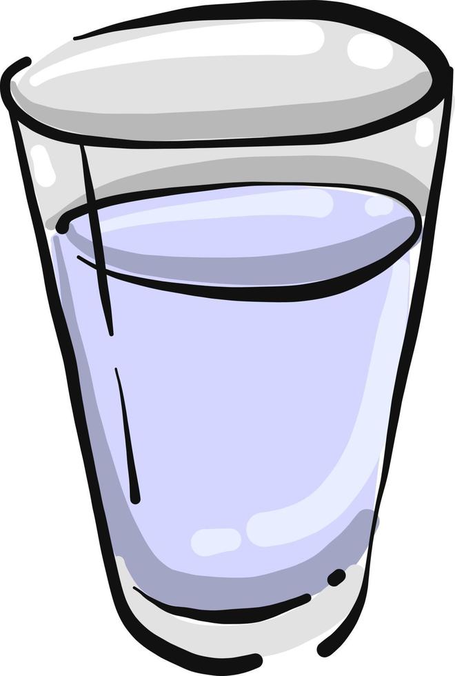Glas mit Wasser, Illustration, Vektor auf weißem Hintergrund