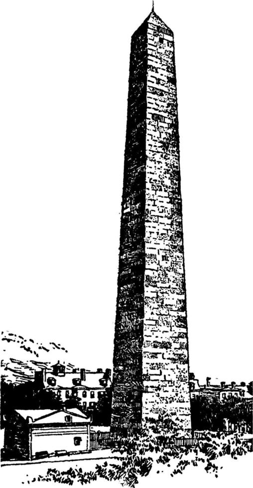 bunker hill denkmal, vintage illustration vektor