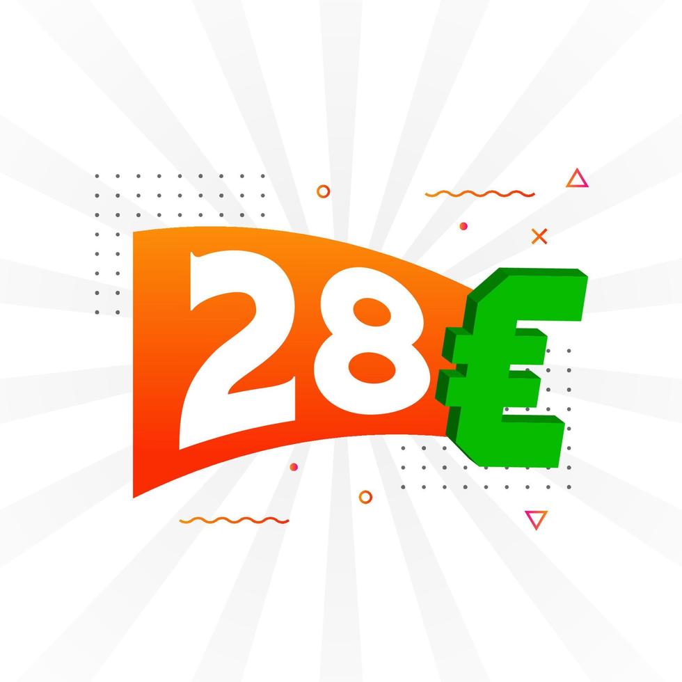 28 euro valuta vektor text symbol. 28 euro europeisk union pengar stock vektor