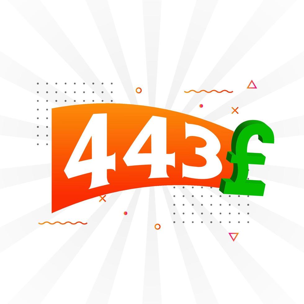 443-Pfund-Währungsvektor-Textsymbol. 443 Britisches Pfund Geld Aktienvektor vektor