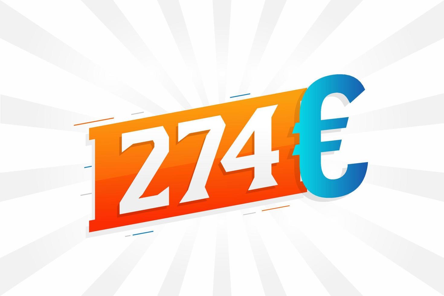 274-Euro-Währungsvektor-Textsymbol. 274 euro geldstockvektor der europäischen union vektor