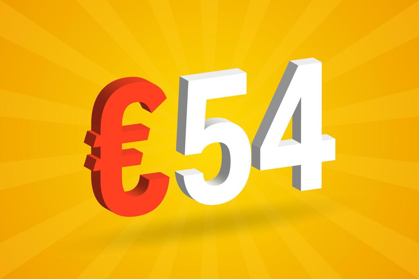 54 euro valuta 3d vektor text symbol. 3d 54 euro europeisk union pengar stock vektor