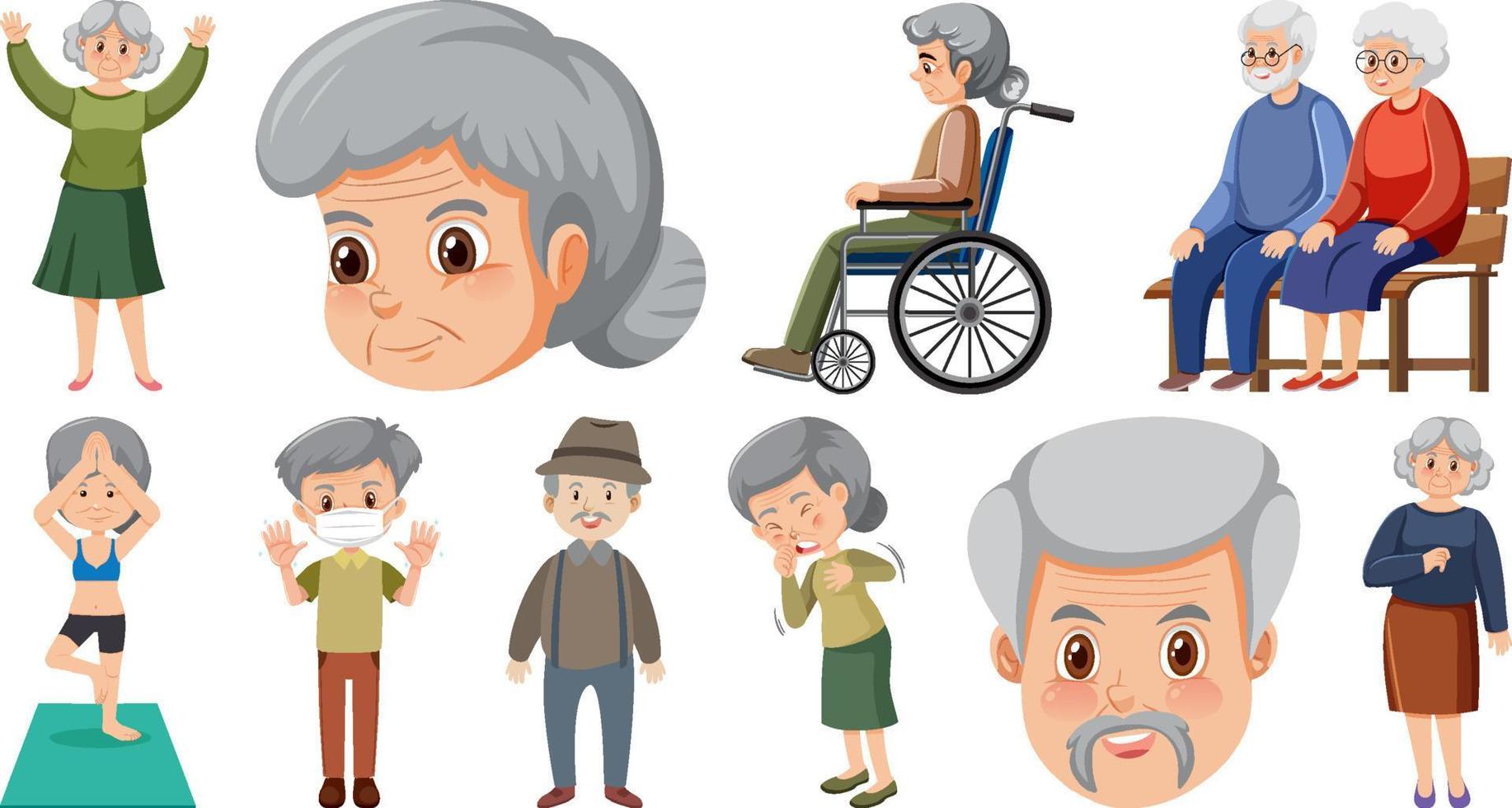 samling av äldre människor ikoner vektor