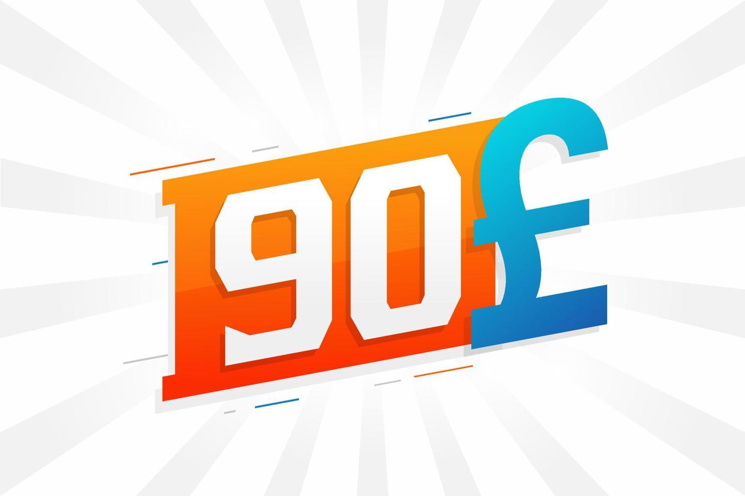 90-Pfund-Währungsvektor-Textsymbol. 90 britische Pfund Geld Stock Vektor