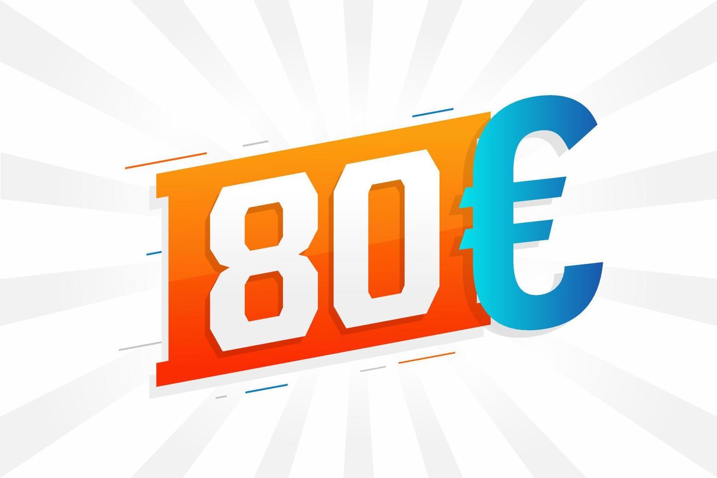 80 euro valuta vektor text symbol. 80 euro europeisk union pengar stock vektor