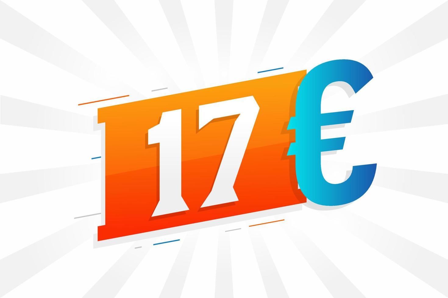 17 euro valuta vektor text symbol. 17 euro europeisk union pengar stock vektor