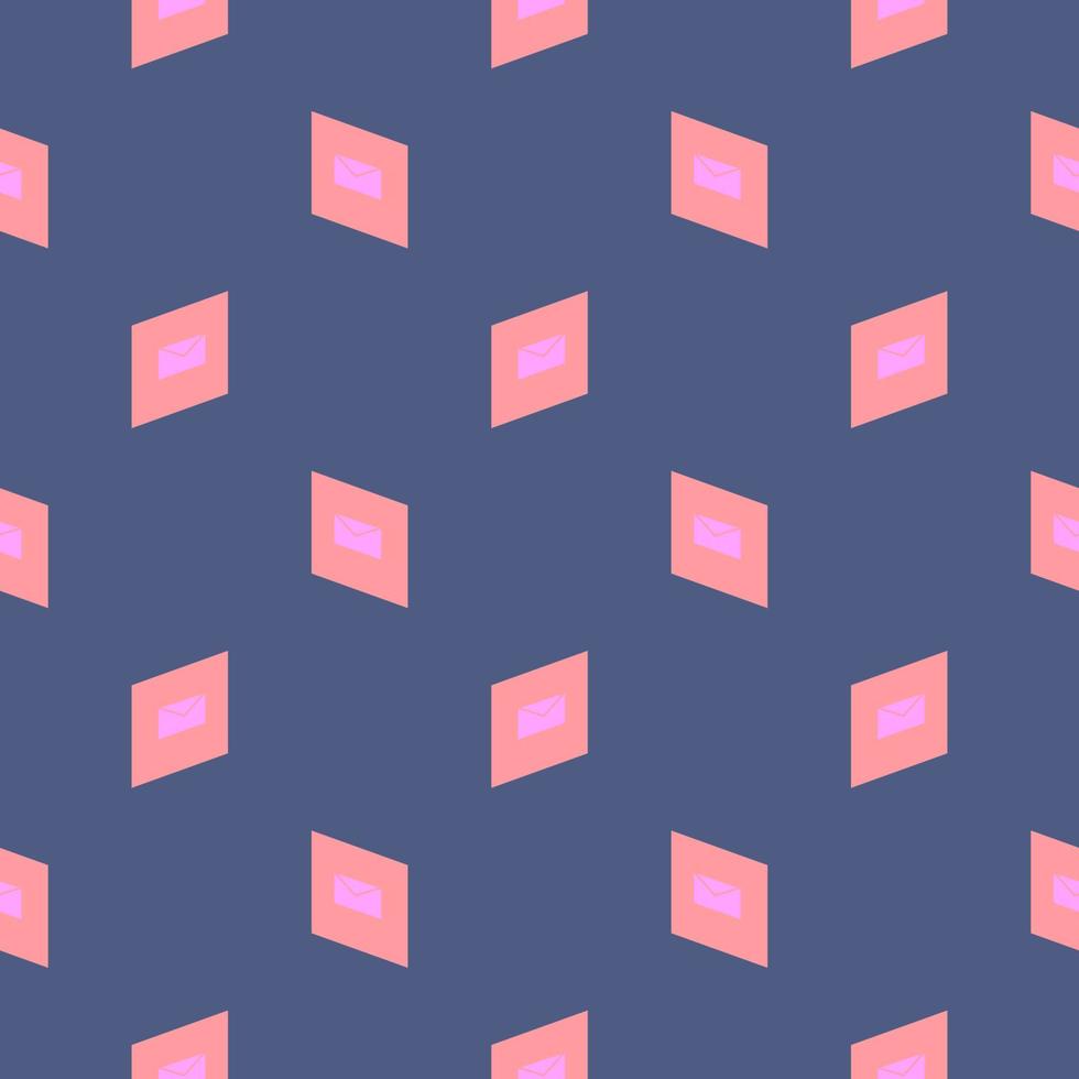 rosa Brief, nahtloses Muster auf blauem Hintergrund. vektor