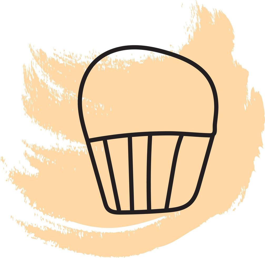 süßer Cupcake mit Zuckerguss, Symbolabbildung, Vektor auf weißem Hintergrund