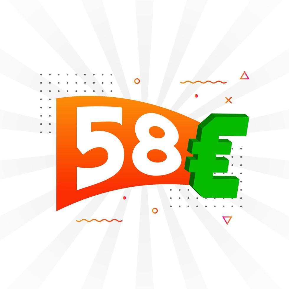 58 euro valuta vektor text symbol. 58 euro europeisk union pengar stock vektor