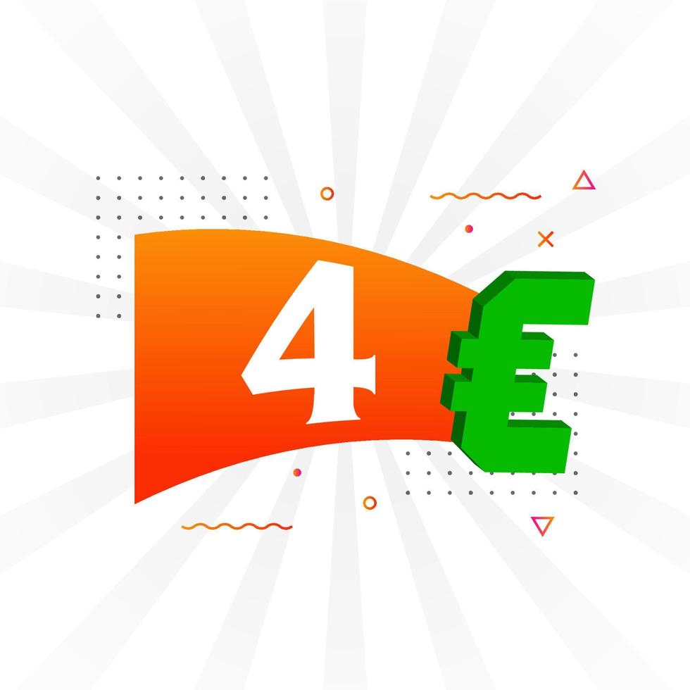 4-Euro-Währungsvektor-Textsymbol. 4-Euro-Geldvorratvektor der Europäischen Union vektor