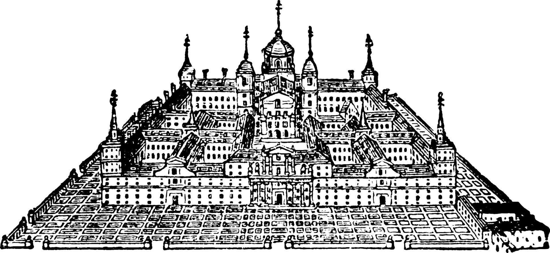 escorial, vintage illustration. vektor