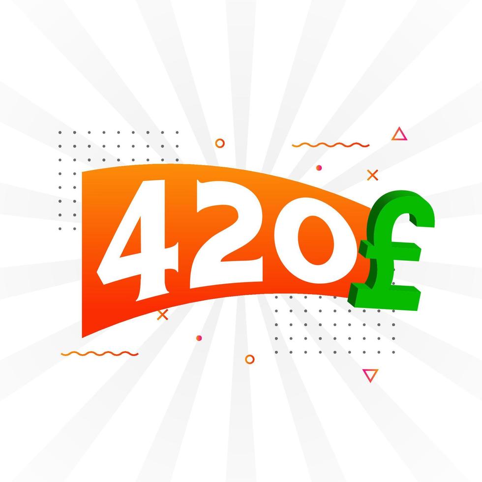 420 pund valuta vektor text symbol. 420 brittiskt pund pengar stock vektor