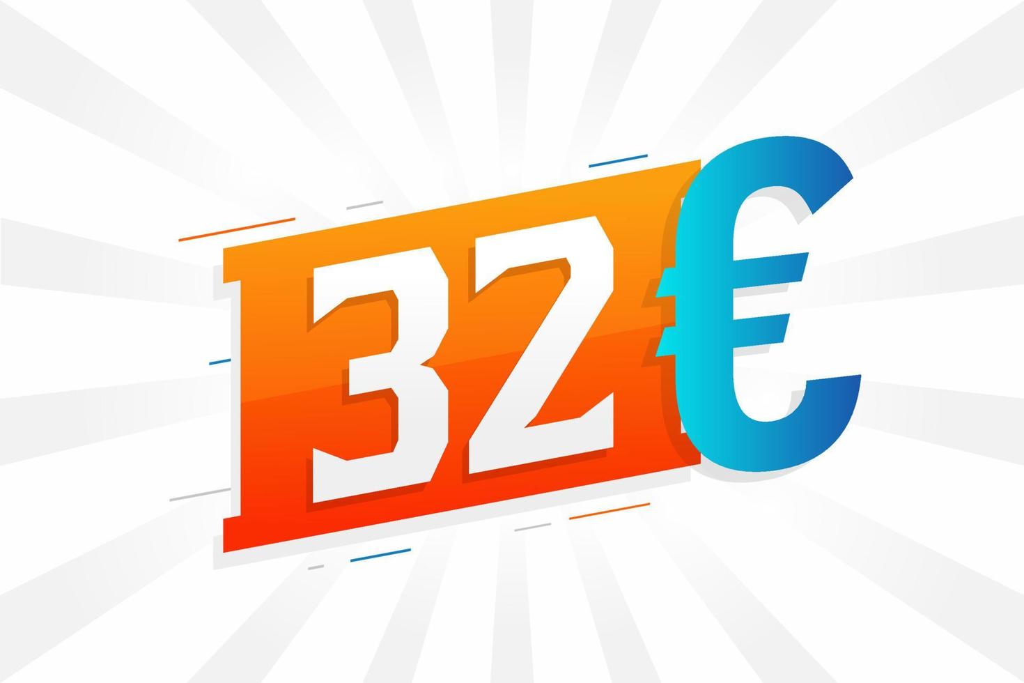 32-Euro-Währungsvektor-Textsymbol. 32 euro währungsaktienvektor der europäischen union vektor