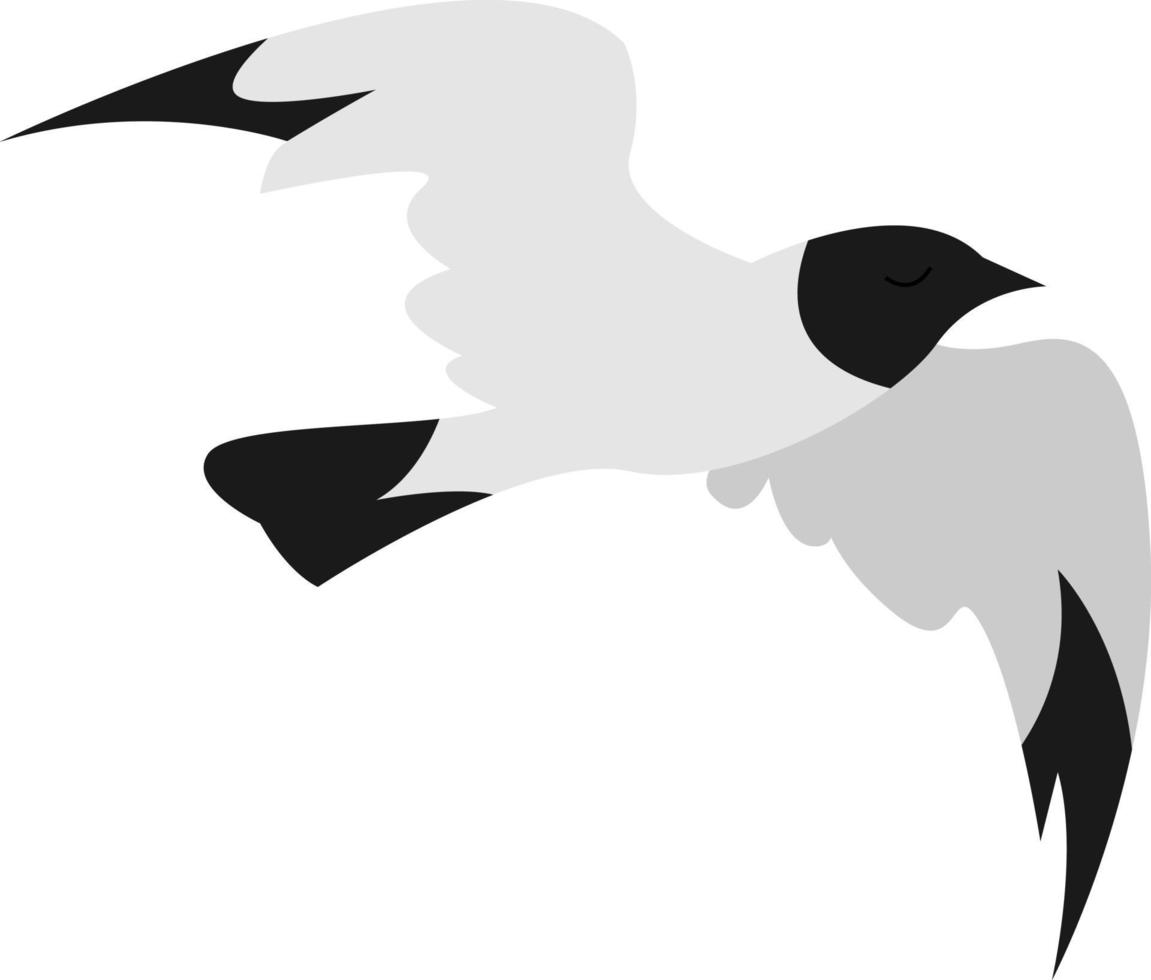 fliegender Vogel, Illustration, Vektor auf weißem Hintergrund.