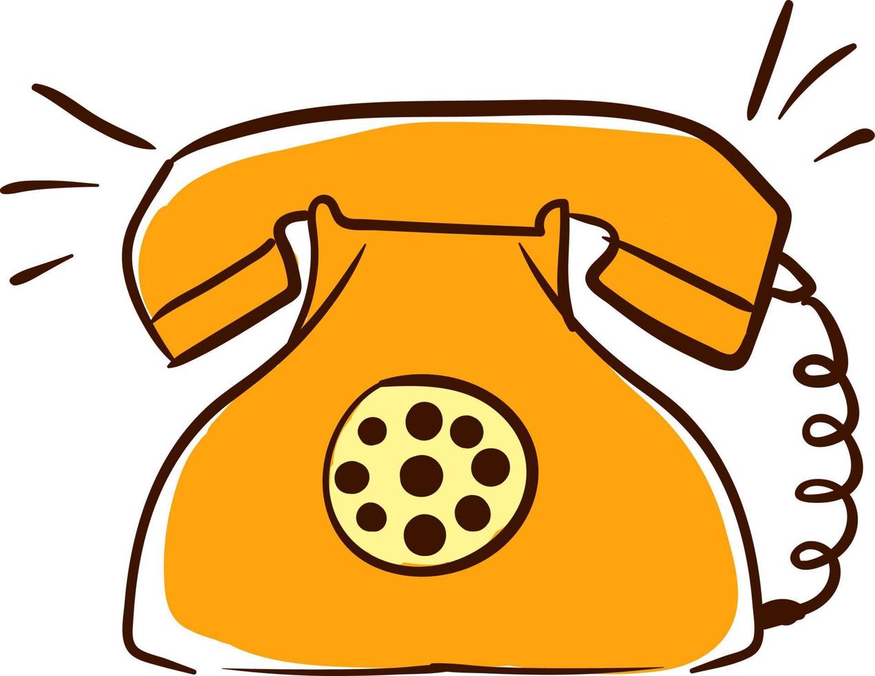 Gelbes Retro-Telefon, Illustration, Vektor auf weißem Hintergrund.