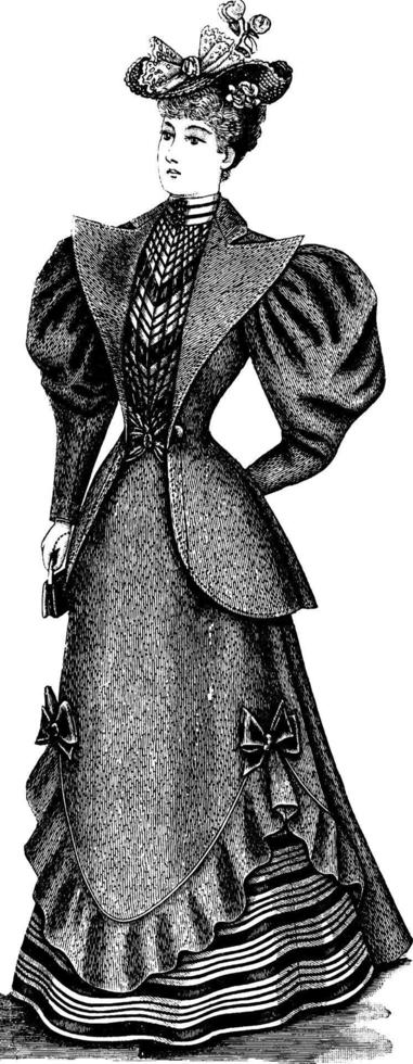 sent 19:e århundrade damens utrusta, årgång illustration vektor