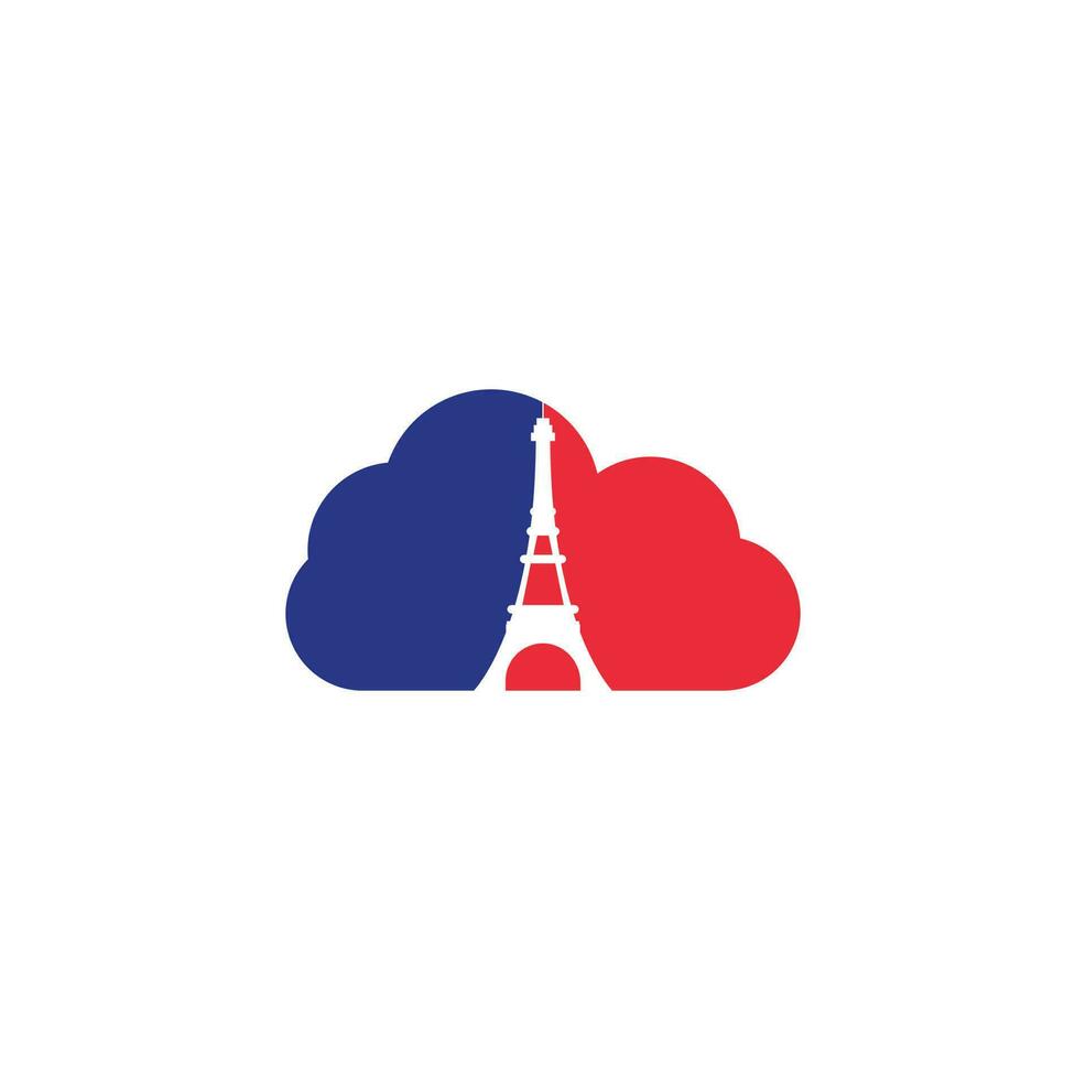 eiffel torn moln form begrepp logotyp design mall. paris logotyp design vektor