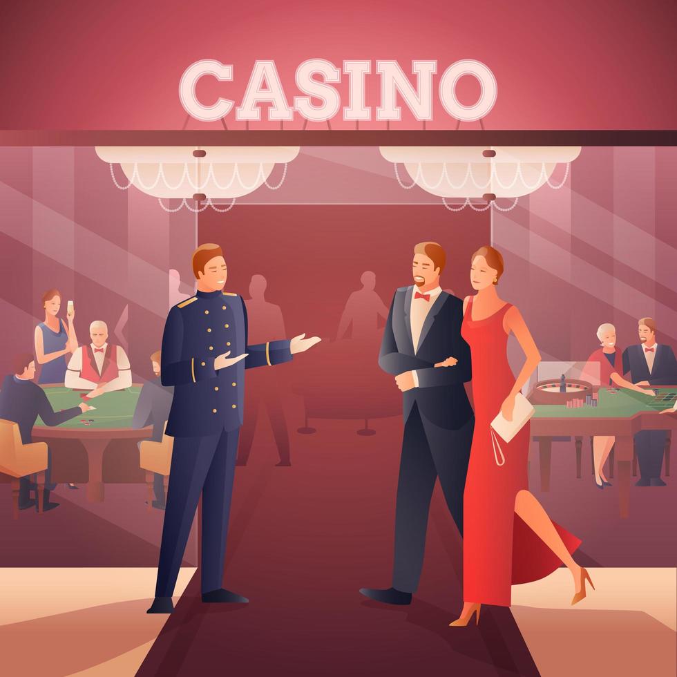 Casino Gradient Flat People Zusammensetzung vektor