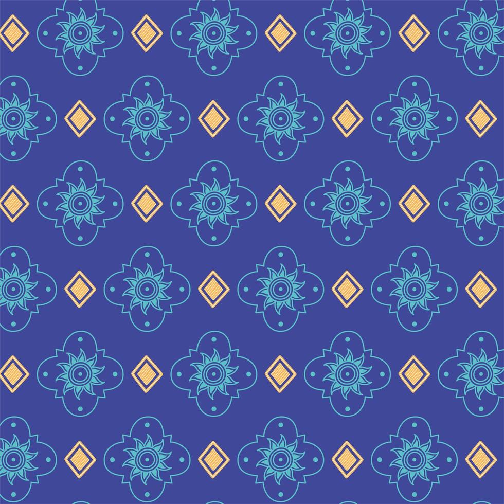 etniska handgjorda. blå blommor blomstra dekoration bakgrund vektor