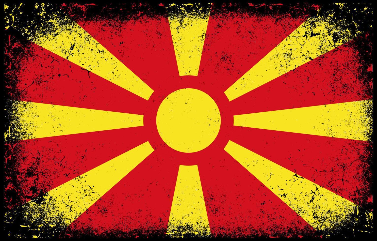 gammal smutsig grunge årgång macedonia nationell flagga illustration vektor